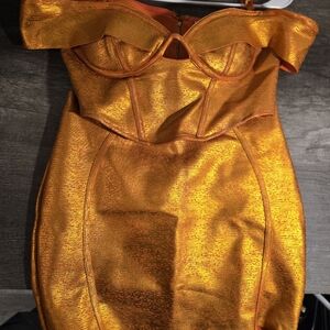 Fashion Nova Vibrant Orange Top Skirt Set